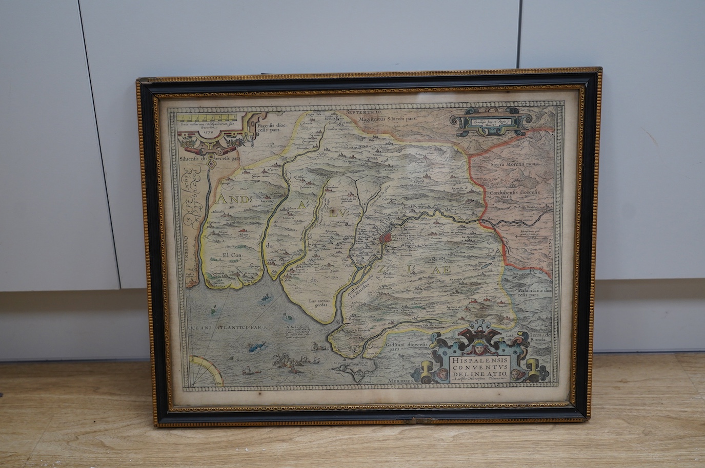 Abraham Ortelius (Belgian, 1527-1598), hand coloured map of Andalucia, 38 x 47cm. Condition - fair to good